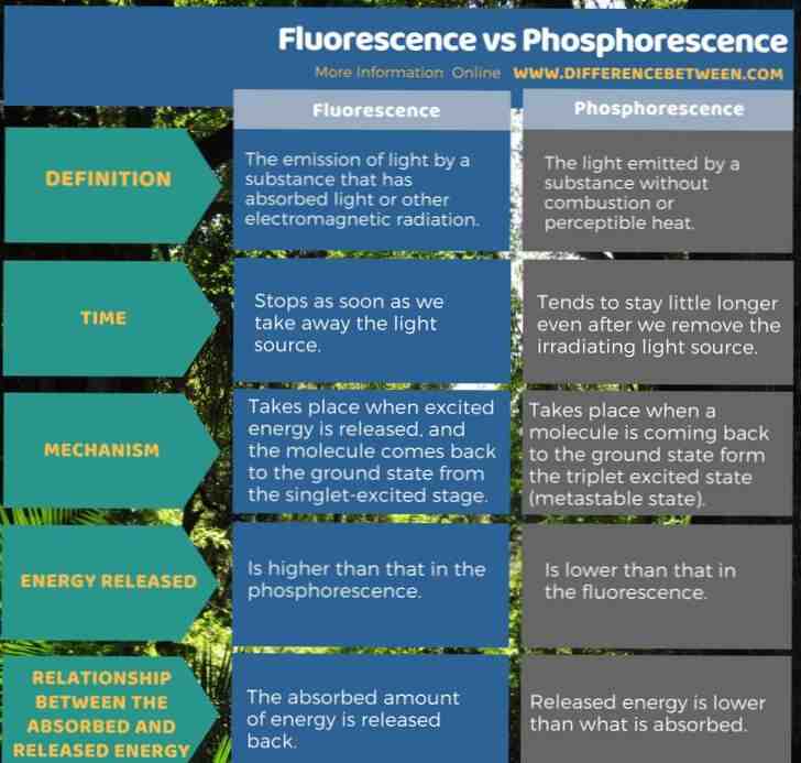 Quelle différence entre phosphorescent et fluorescent ?